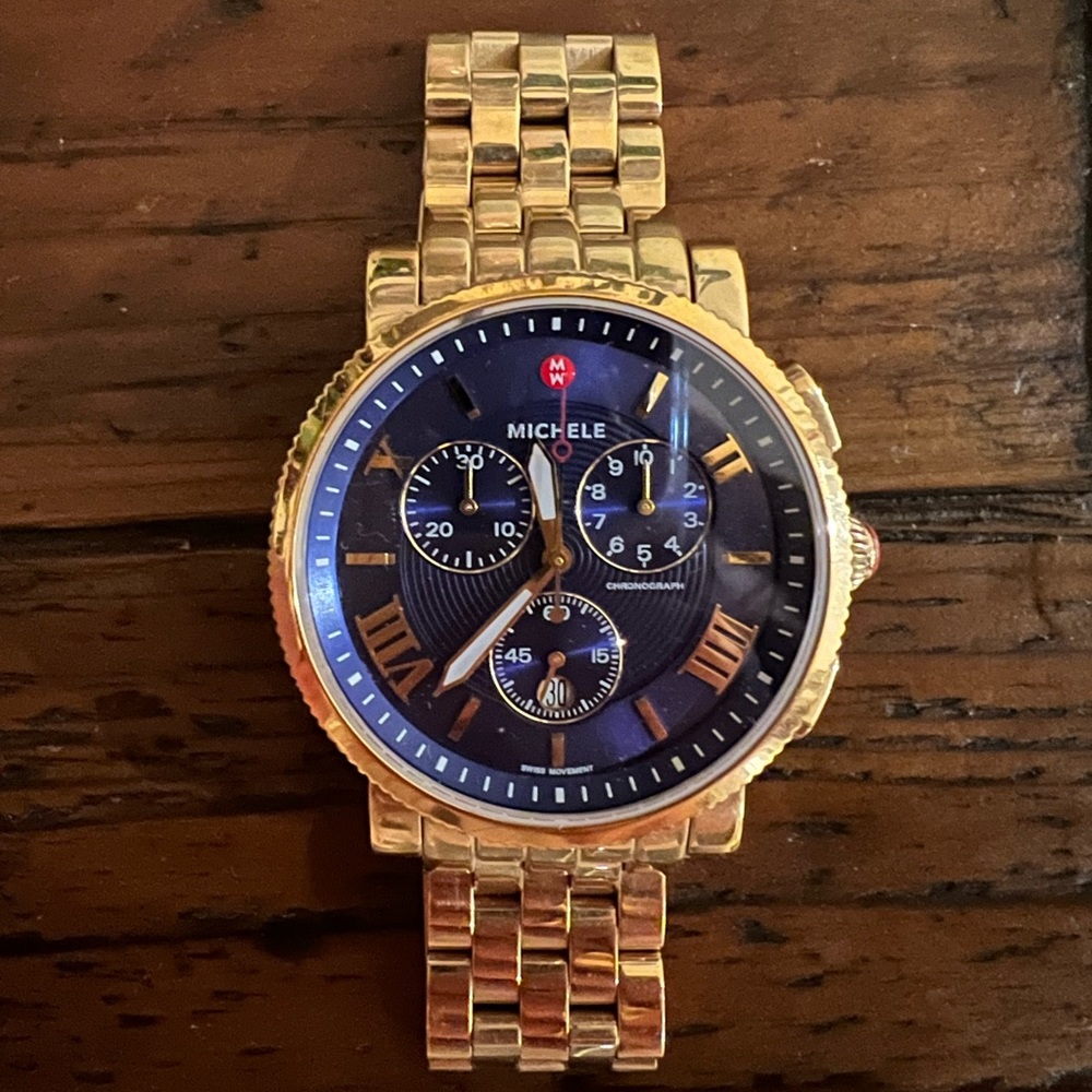 Michele Sport Sail - Blue Dial 18k gold plated